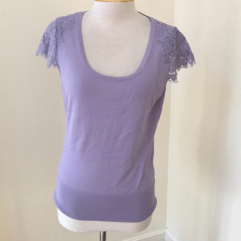 New! White House Black Market medium lace sleeve knit top.